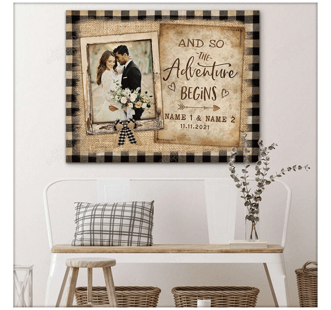 Poster, Canvas - Personalized Couple And Name Valentine's Day Wedding Present And So Customized Print Framed Wall Art