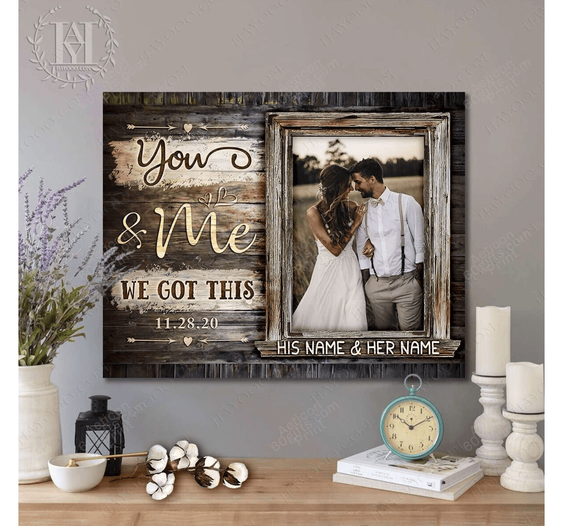 Poster, Canvas - Personalized Couple And Name Valentine's Day Wedding Present Customized Print Framed Wall Art