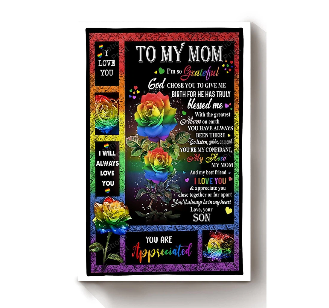 Poster, Canvas - Lgbt God Chose You Mothers Day Print Framed Wall Art