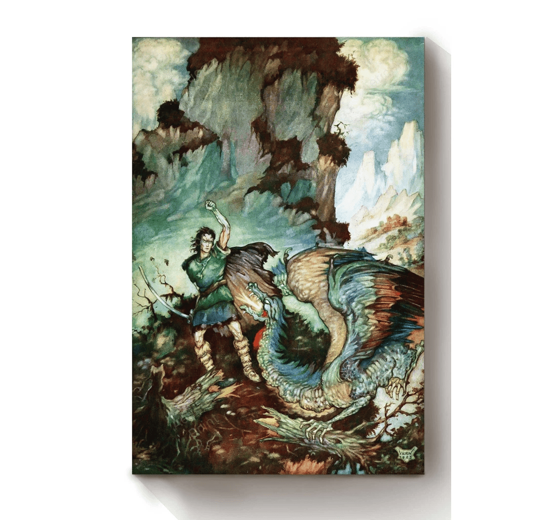 Poster, Canvas - Croatian Tales Of Long Ago Fairy Tales Illustrations By Vladimir Kirin 10 Print Framed Wall Art