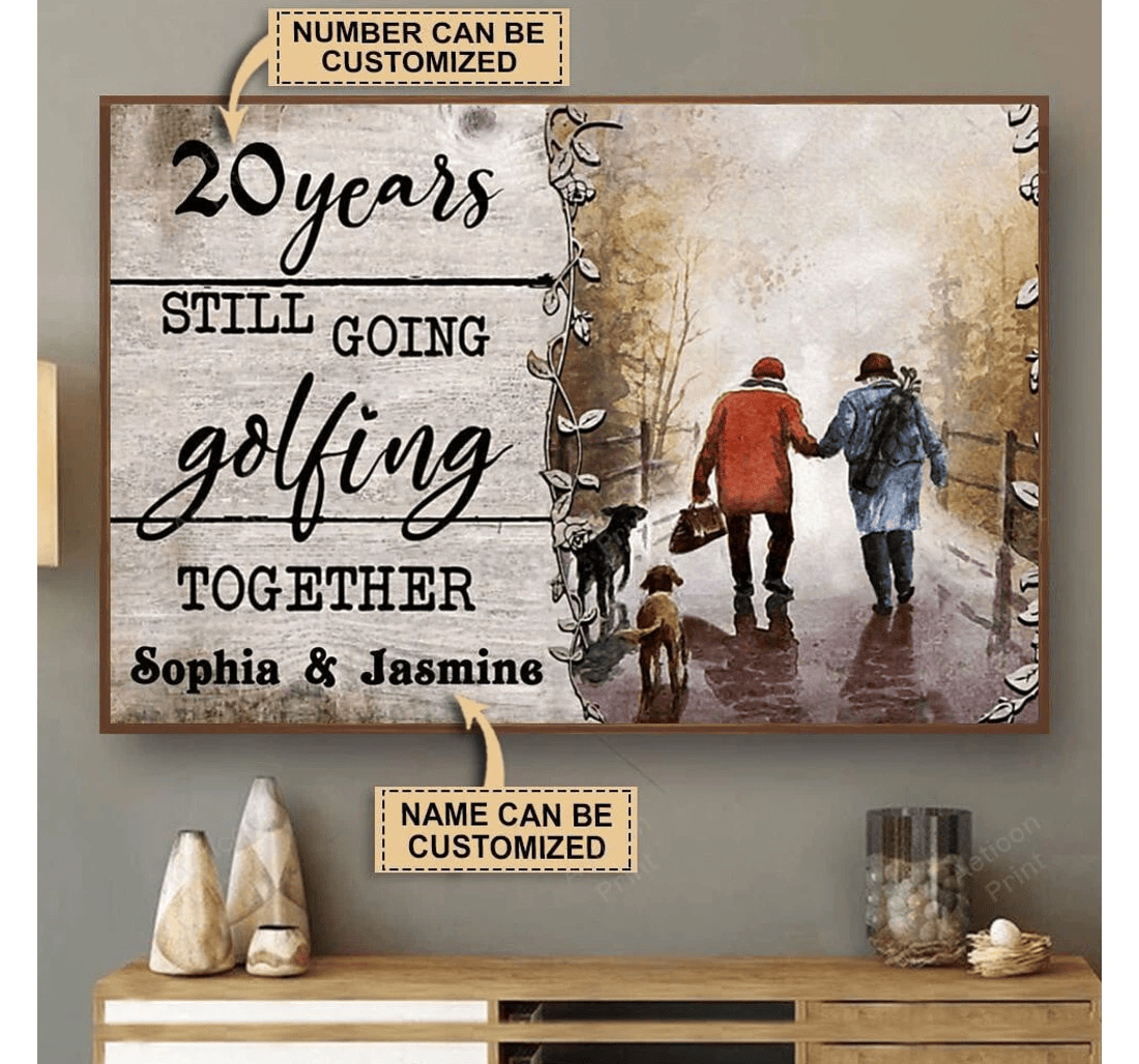 Poster, Canvas - Personalized Golfing Years Still Going Together Print Framed Wall Art