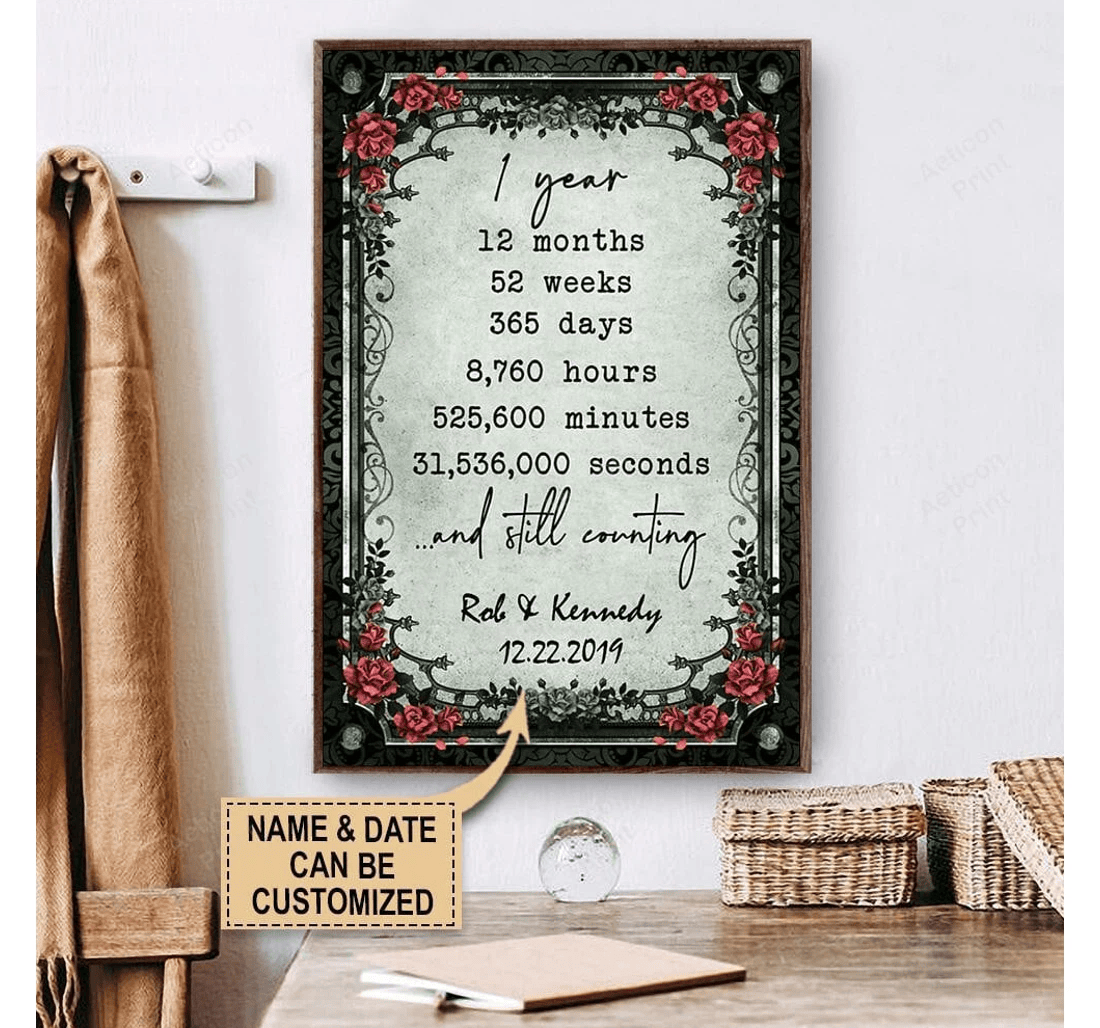 Poster, Canvas - Personalized One Year Wedding Print Framed Wall Art