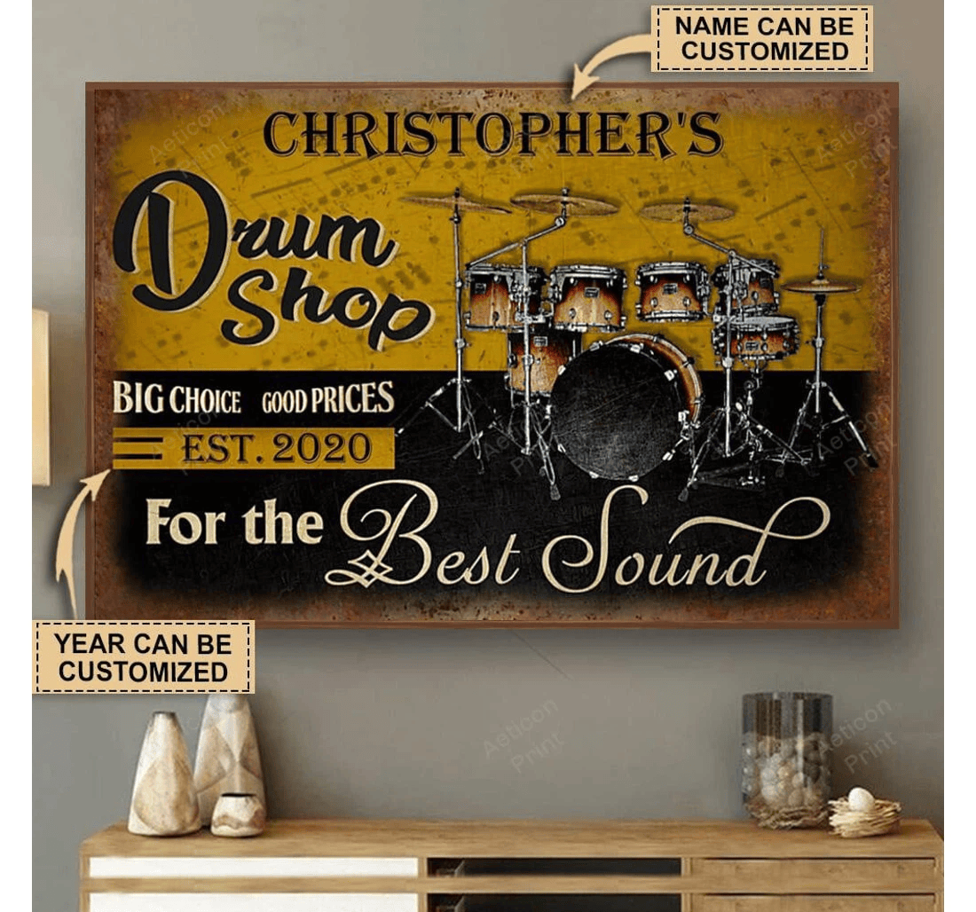 Poster, Canvas - Personalized Drum Shop Big Choice Good Prices Print Framed Wall Art