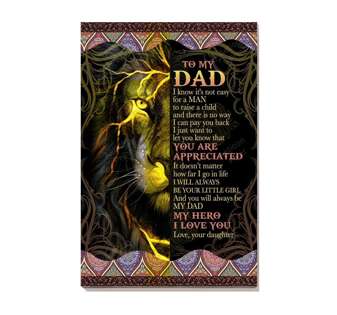 Poster, Canvas - Thankful Letter From Daughter To Her Dad Father's Day Father Print Framed Wall Art