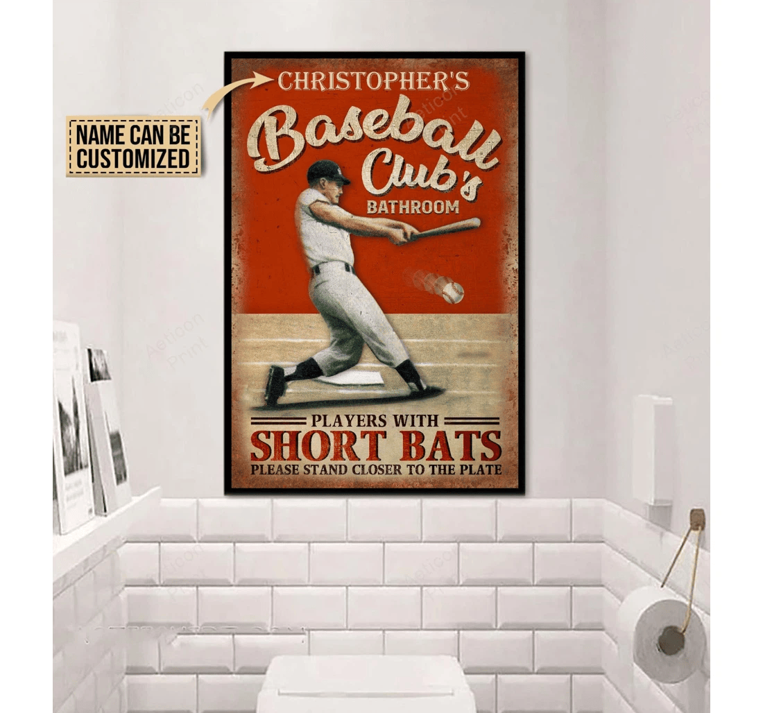 Poster, Canvas - Personalized Baseball Club Short Bath Print Framed Wall Art