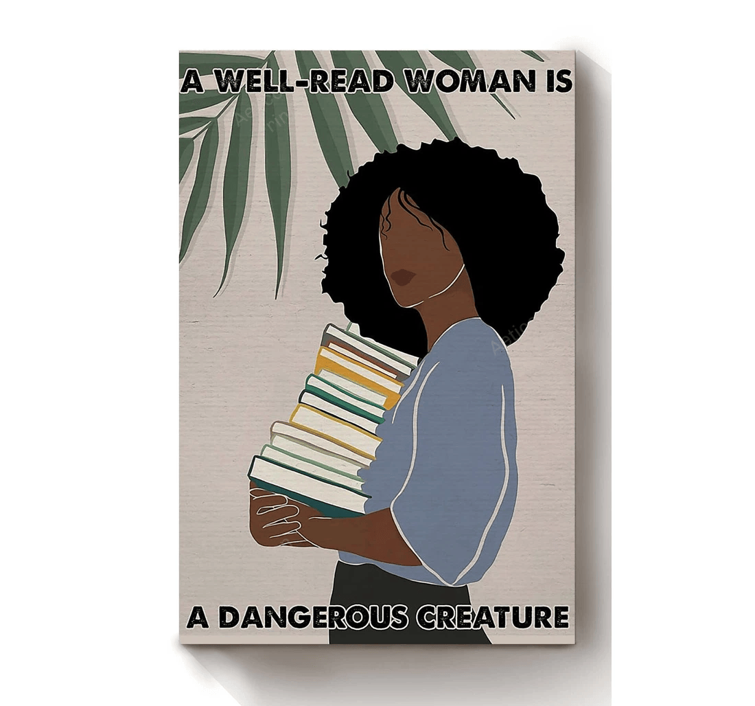 Poster, Canvas - Well Read Girls International Day Girlfriend Valentine Day Print Framed Wall Art