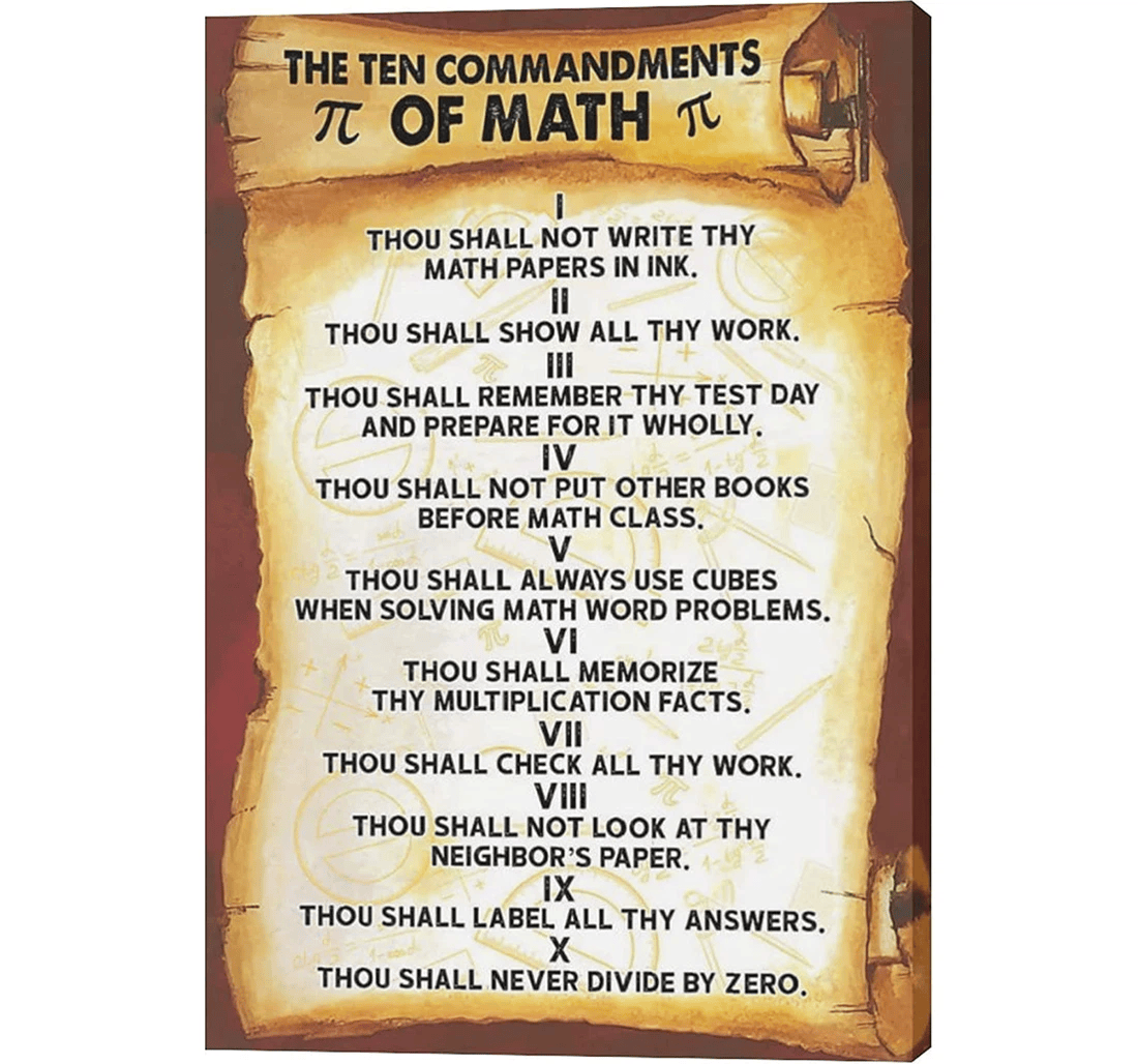 Poster, Canvas - The Ten Commandments 10 Commandments Vintage Bible Verse Quotes Antique Christian Sign And Print Framed Wall Art