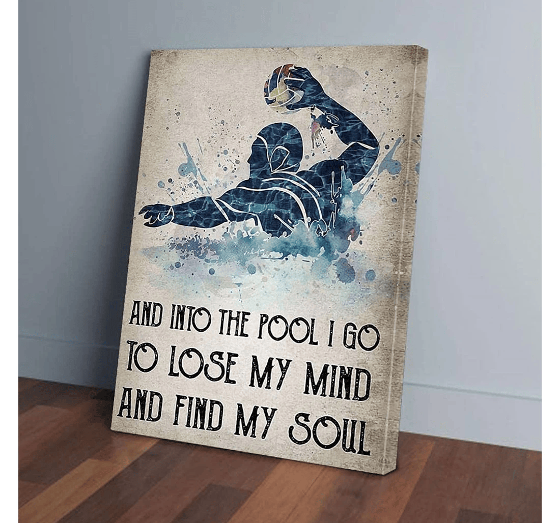 Poster, Canvas - And Into The Pool I Go Water Polo Print Framed Wall Art