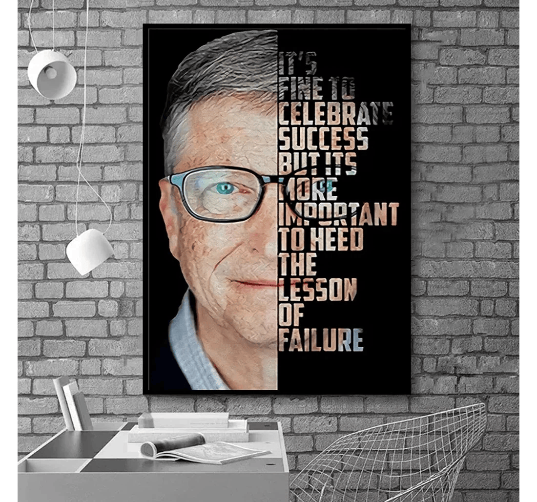 Poster, Canvas - Mural Bill Gates Figure New Year Print Framed Wall Art