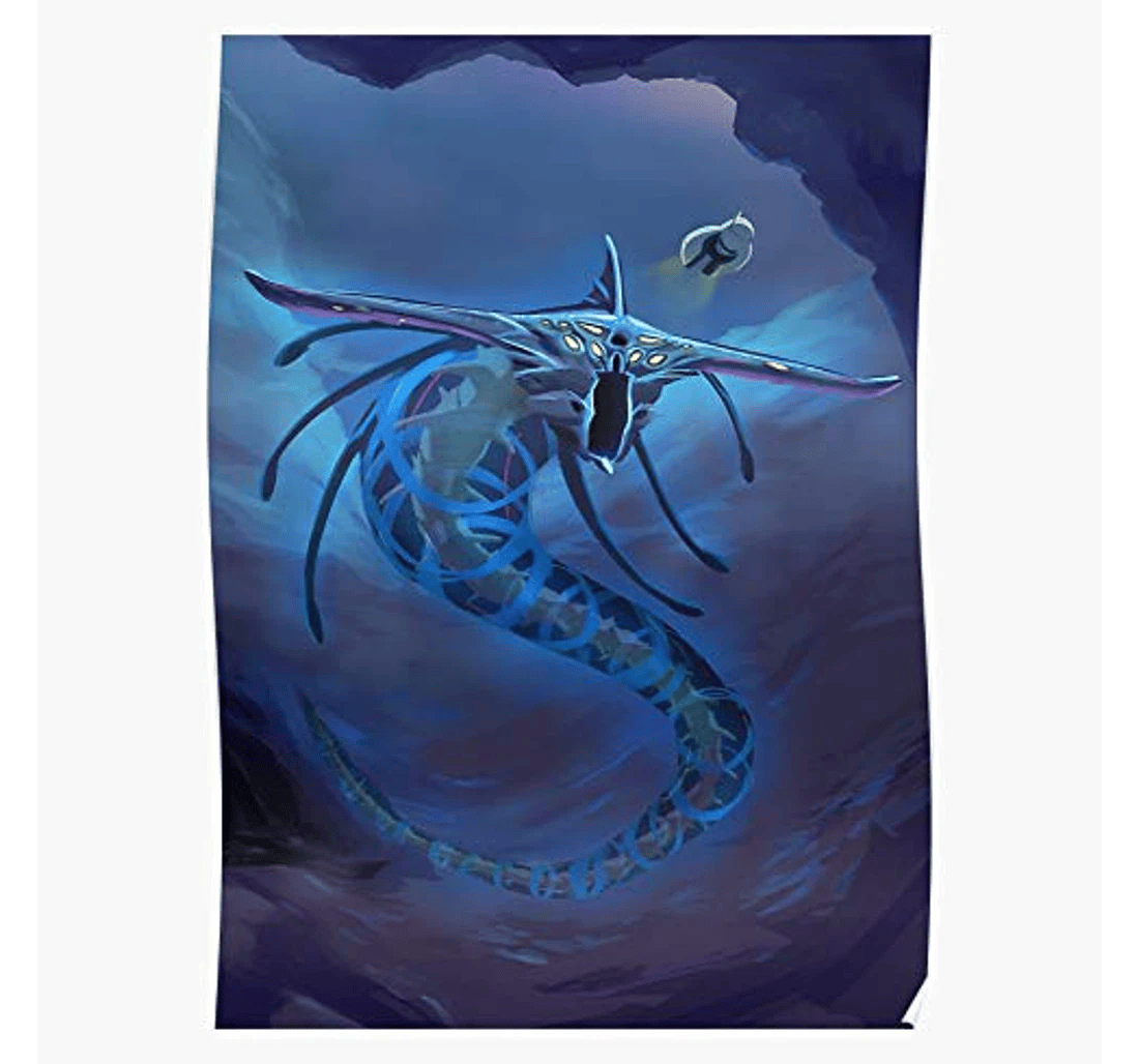 Poster, Canvas - Leviathan Submarine Subnautica Sub Monster Underwater Ghost Spooky Sea Ocean I Electric Impressive And Trendy Or Desk Mount Options I Customize Print Framed Wall Art