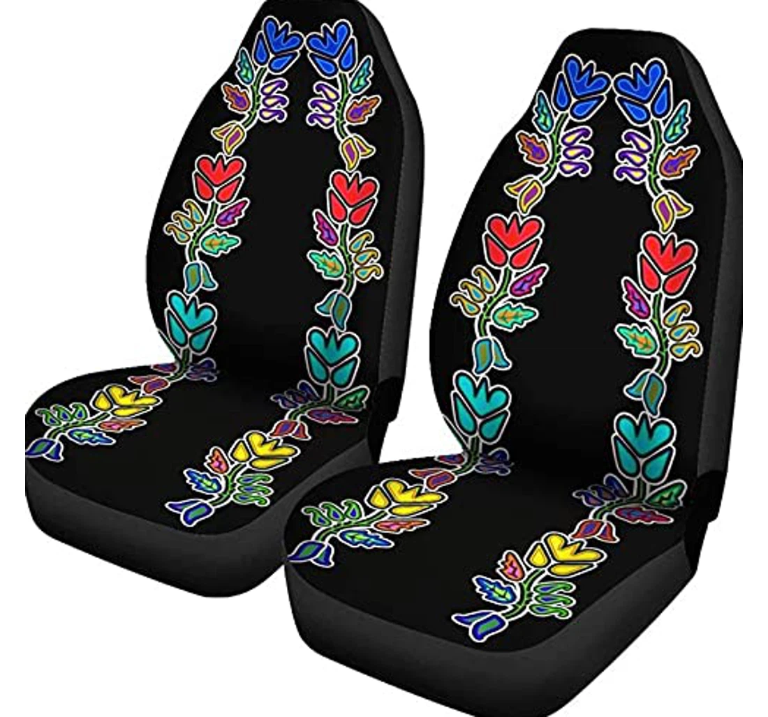 Floral Design Pair Accessory Universal Front Car Seat Cover