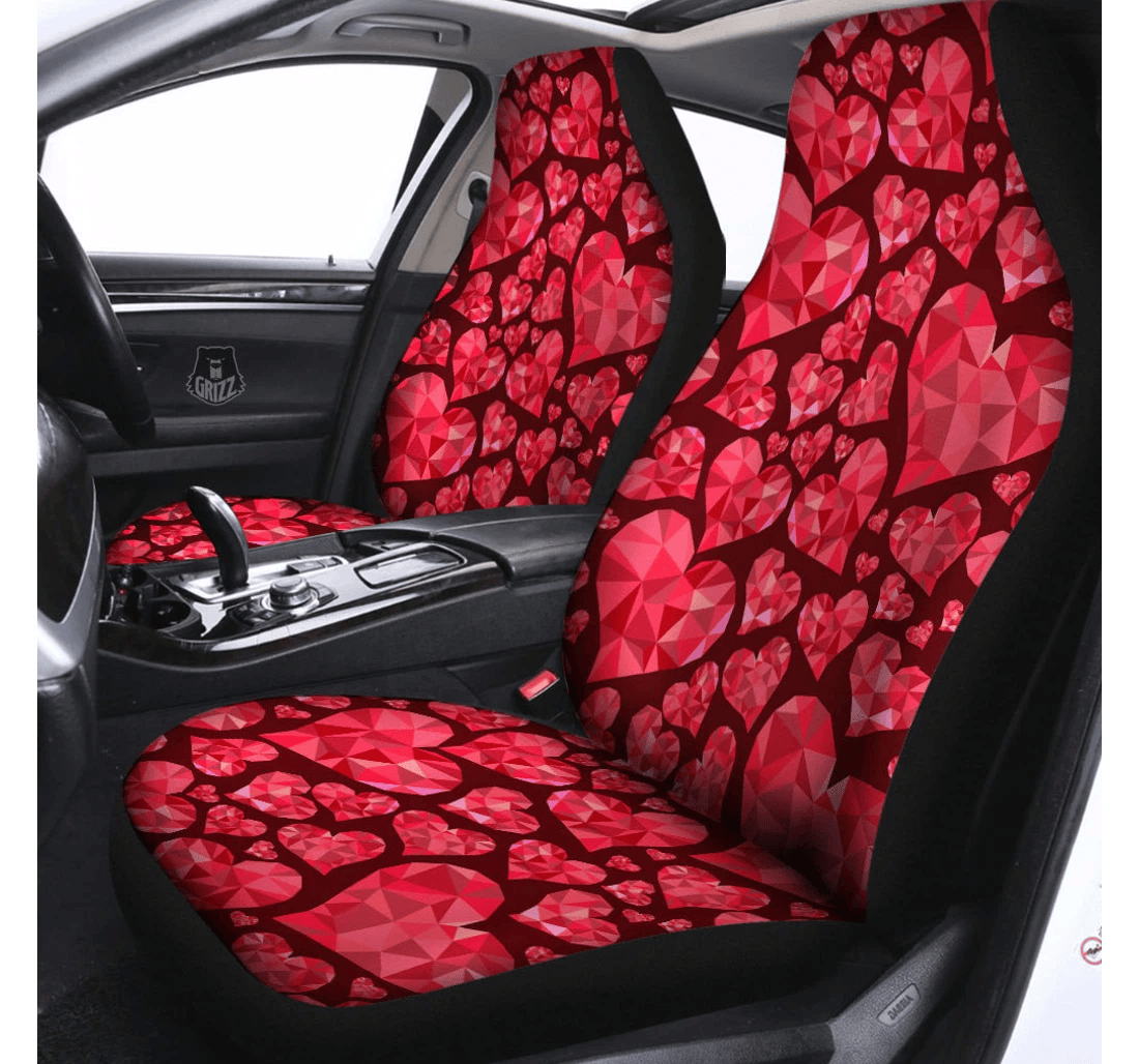 Geometric Heart Valentine's Pattern Universal Front Car Seat Cover
