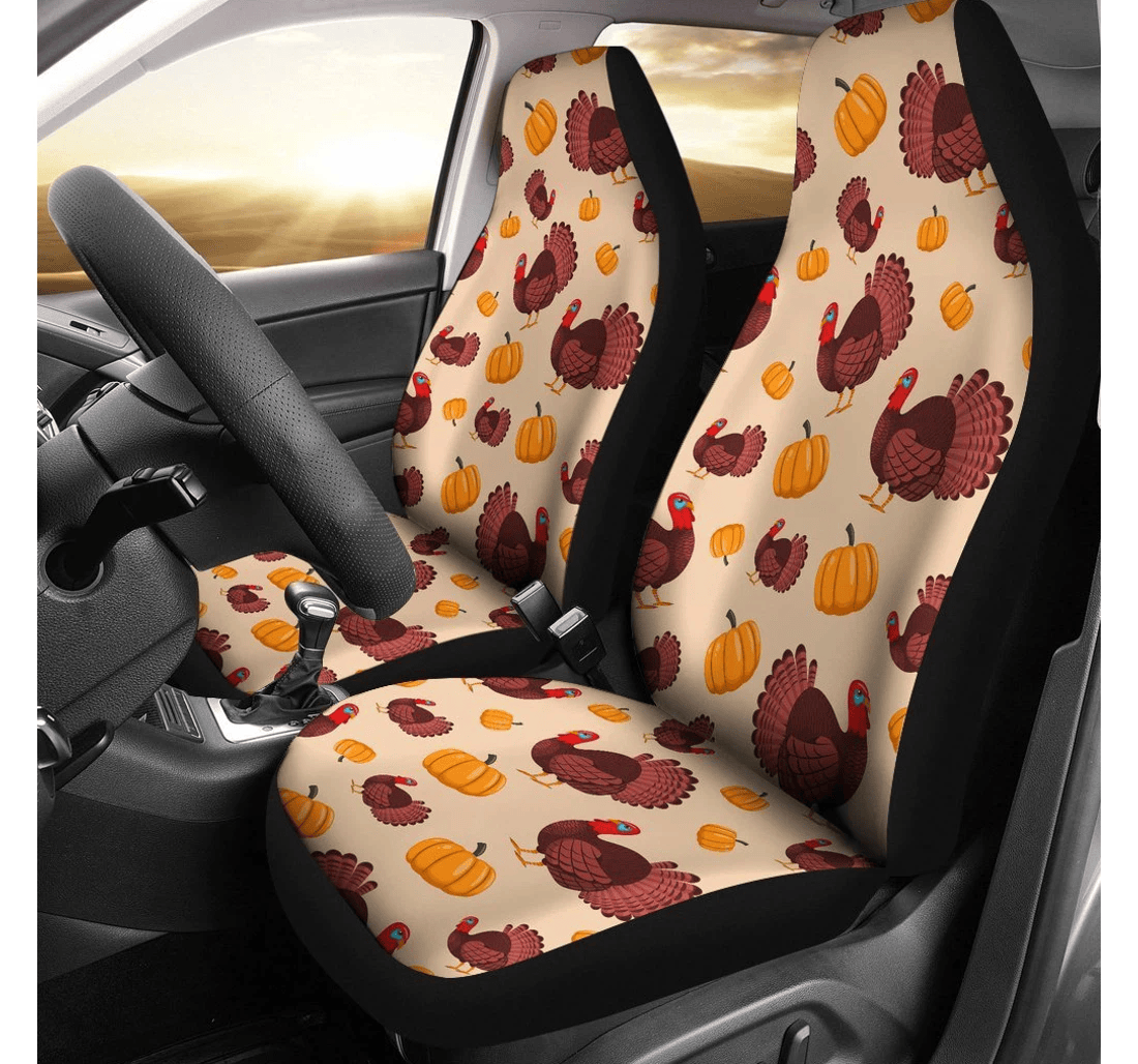 Thankgiving Turkey Pattern Universal Front Car Seat Cover