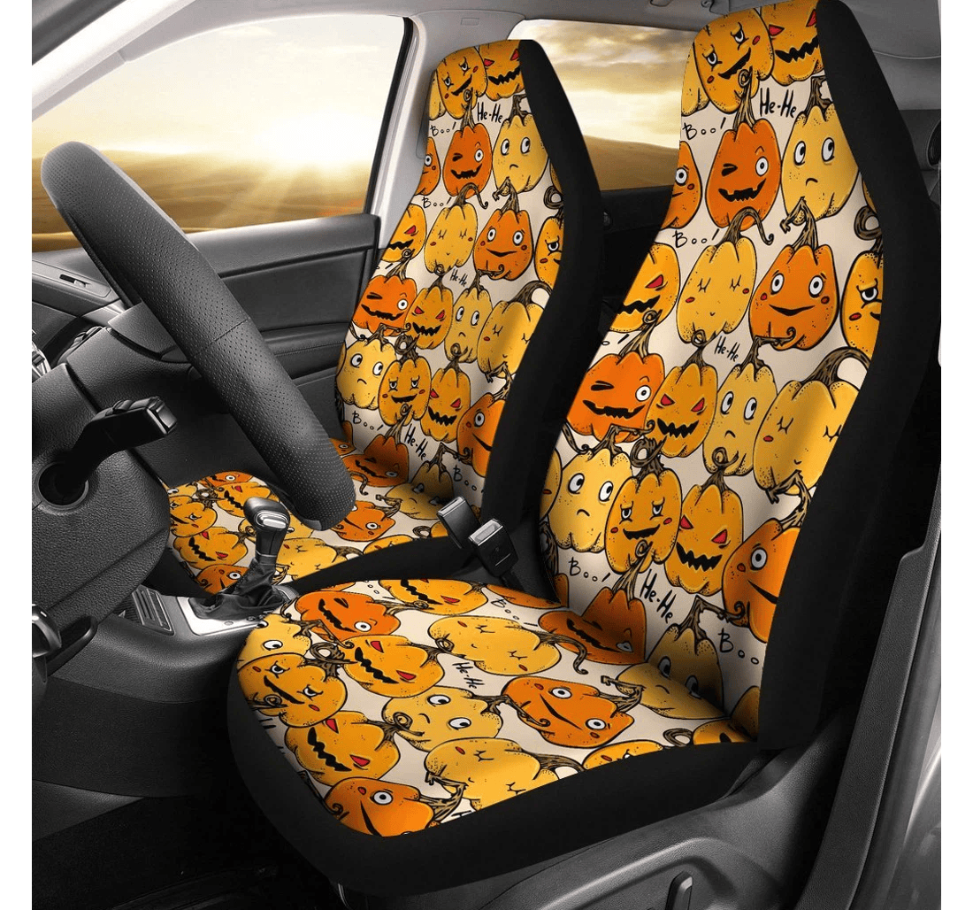 Halloween Pumpkin Pattern Universal Front Car Seat Cover