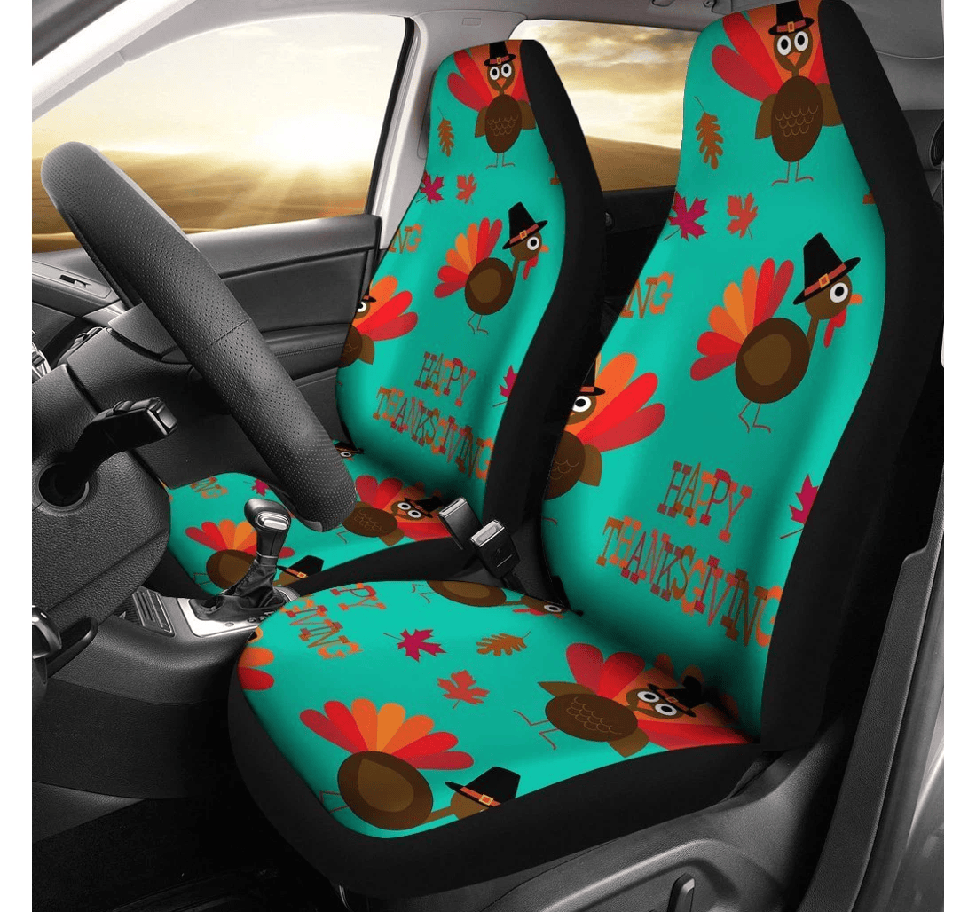 Pattern Turkey Thankgiving Universal Front Car Seat Cover