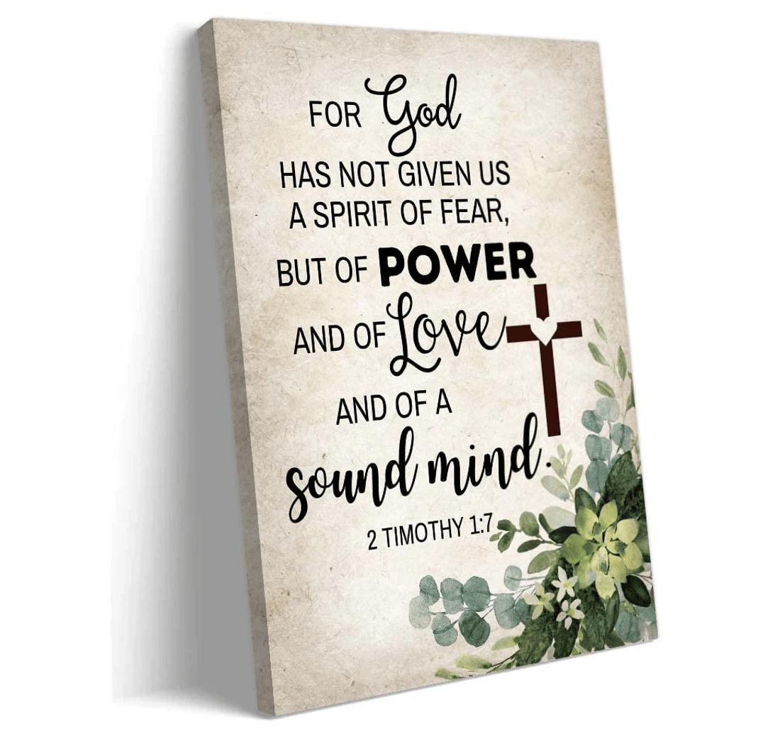 Poster, Canvas - Timothy Bible God Has Not Given Us A Spirit Of Fear Print Framed Wall Art