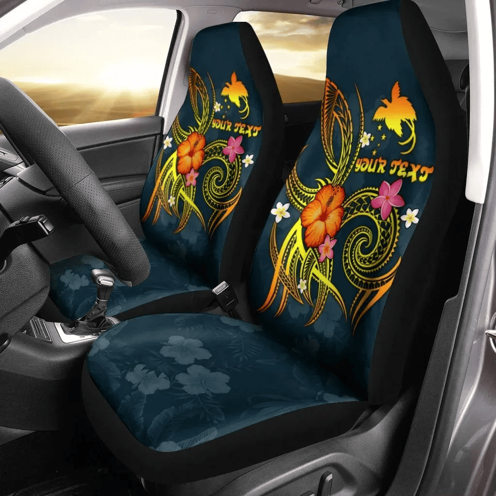 Personalized Papua New Guinea Polynesian Legend Papua New Guinea Blue Bn Universal Front Car Seat Cover