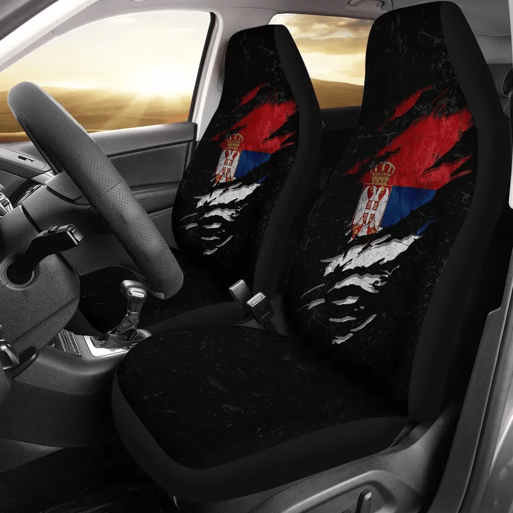 Personalized Serbia In Me Special Grunge Style Two A Universal Front Car Seat Cover
