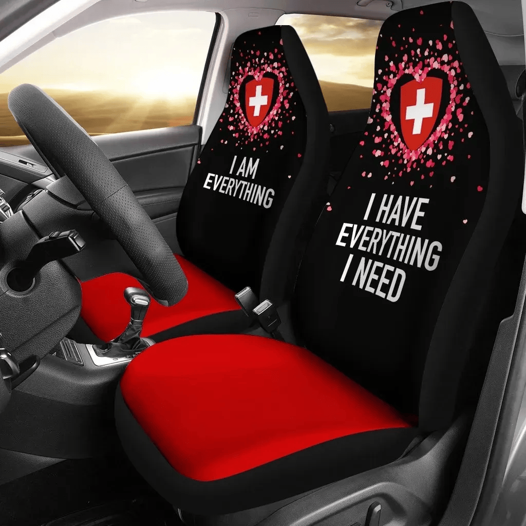 Personalized Switzerland Couple Valentine Everthing I Need Two A Universal Front Car Seat Cover