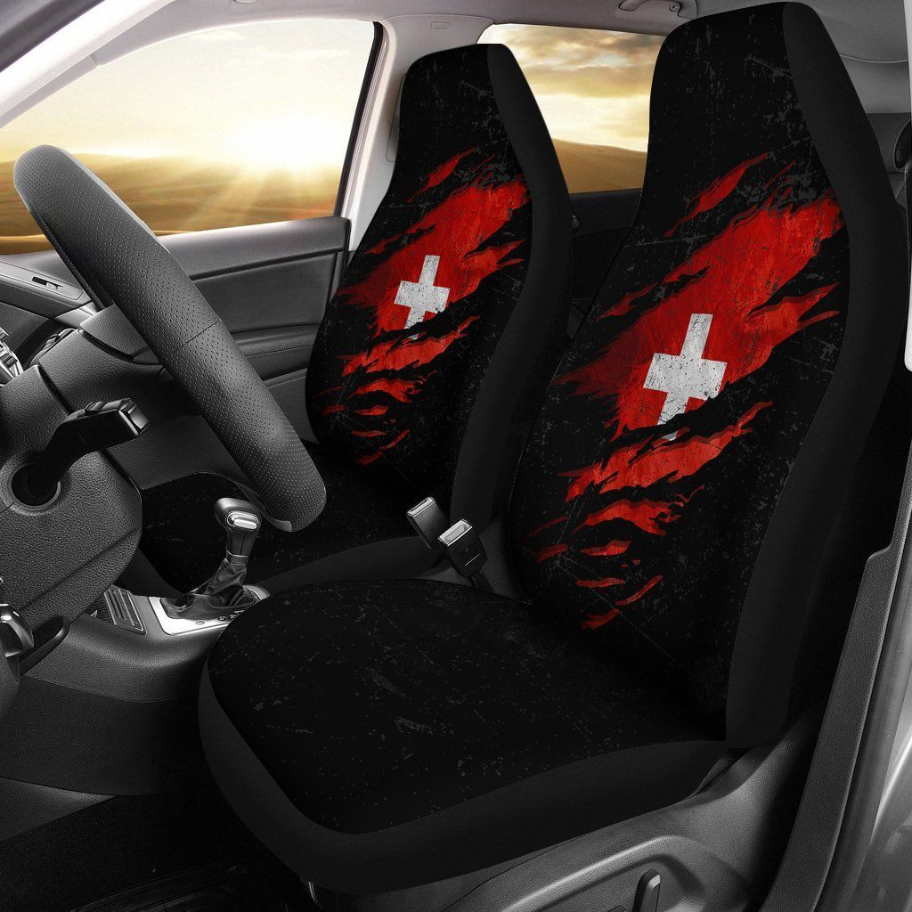 Personalized Switzerland In Me Special Grunge Style Two A Universal Front Car Seat Cover