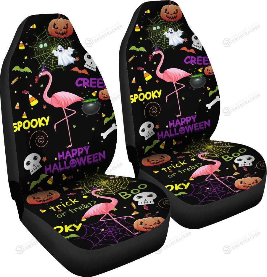 Personalized Flamingo Halloween Universal Front Car Seat Cover