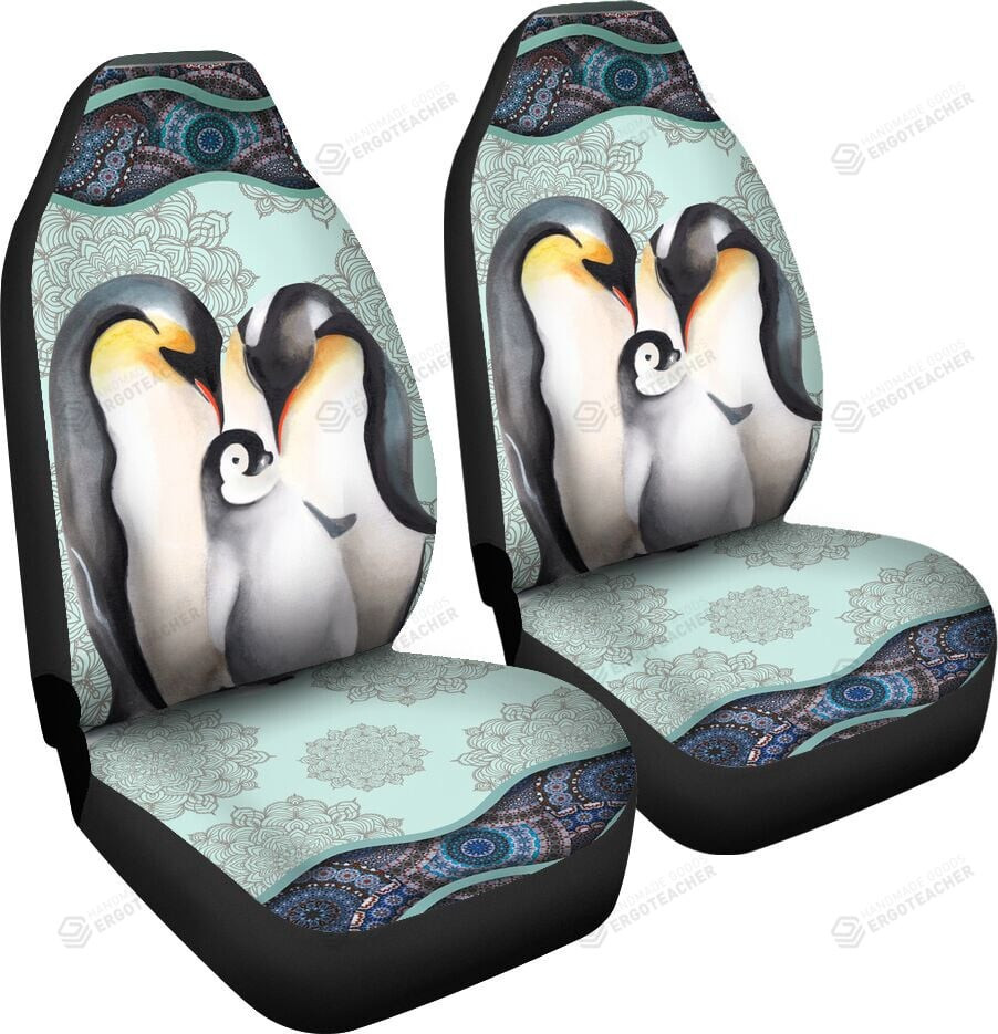 Personalized Penguin Family Universal Front Car Seat Cover