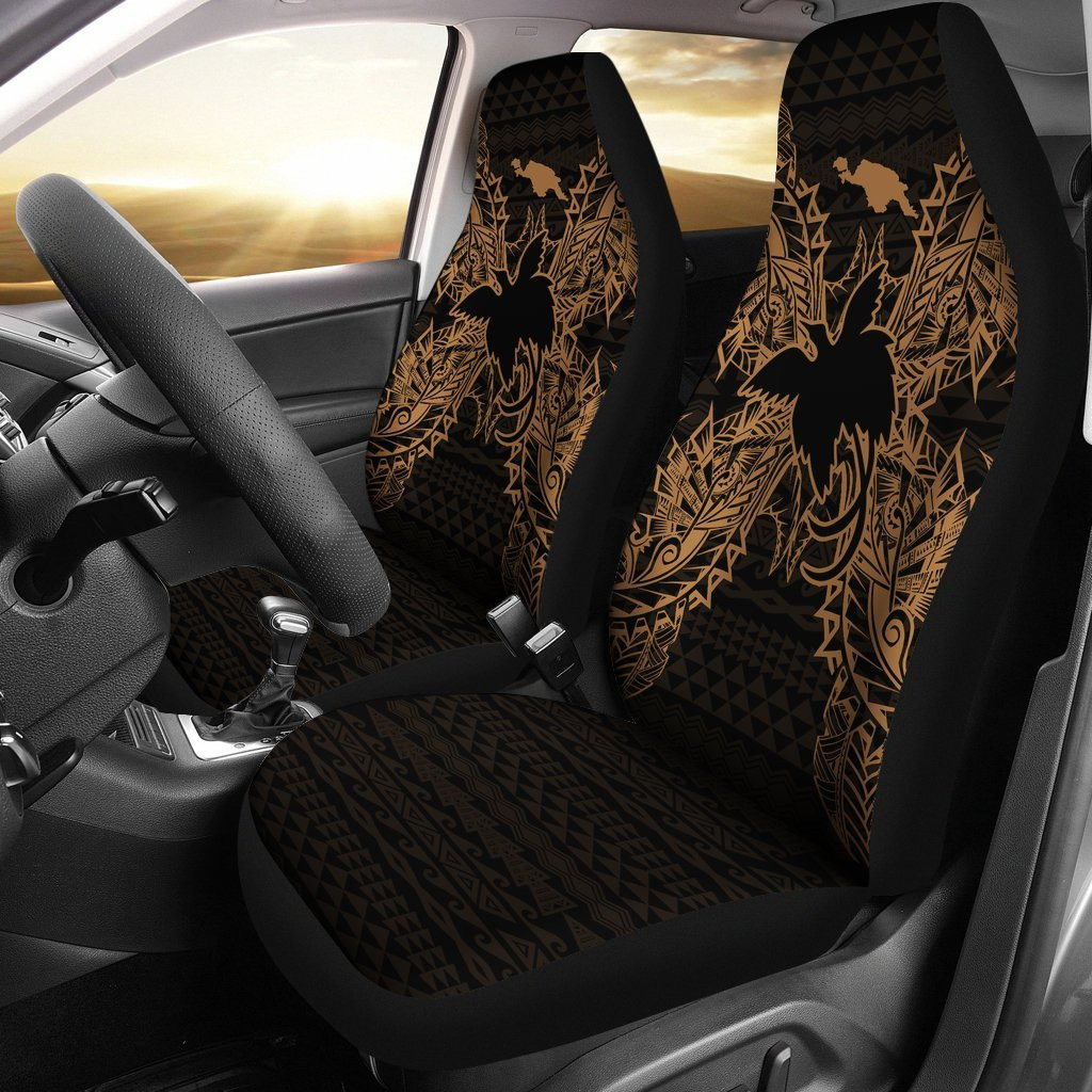 Personalized Papua New Guinea Papua New Guinea Flag Map Gold Universal Front Car Seat Cover