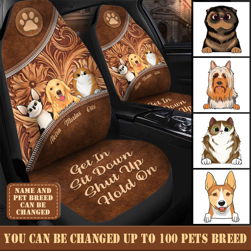 Personalized Cat Dog Western Style Personalized Custom Trendy Pet Universal Front Car Seat Cover