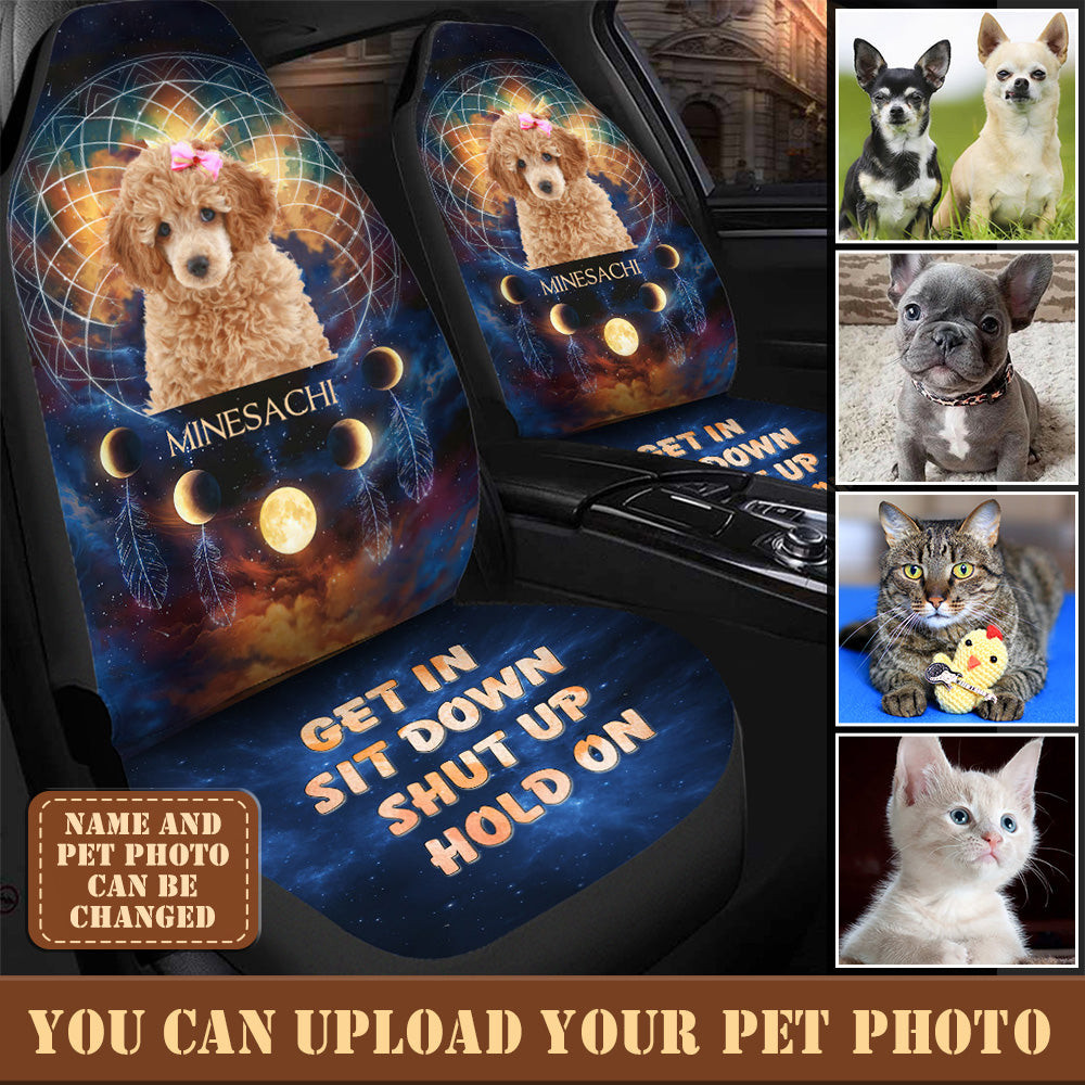 Personalized Cat Dog Photo Dreamcatcher Personalized Dream Catcher Custom Trendy Pet Universal Front Car Seat Cover