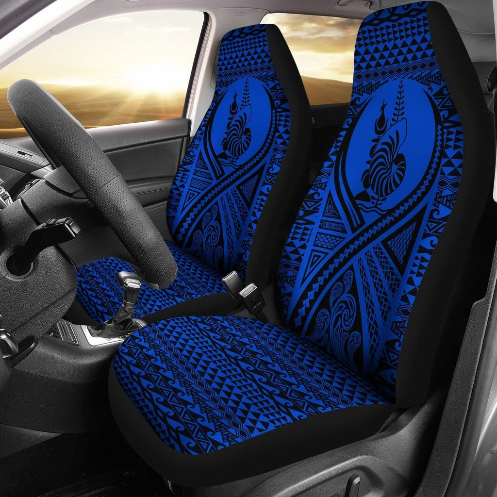 Personalized New Caledonia New Caledonia Coat Arms Polynesian Tattoo Blue Universal Front Car Seat Cover