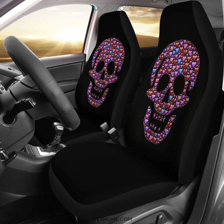 Personalized Skull Valentines Heart Amazing Ideas Best Decor Universal Front Car Seat Cover