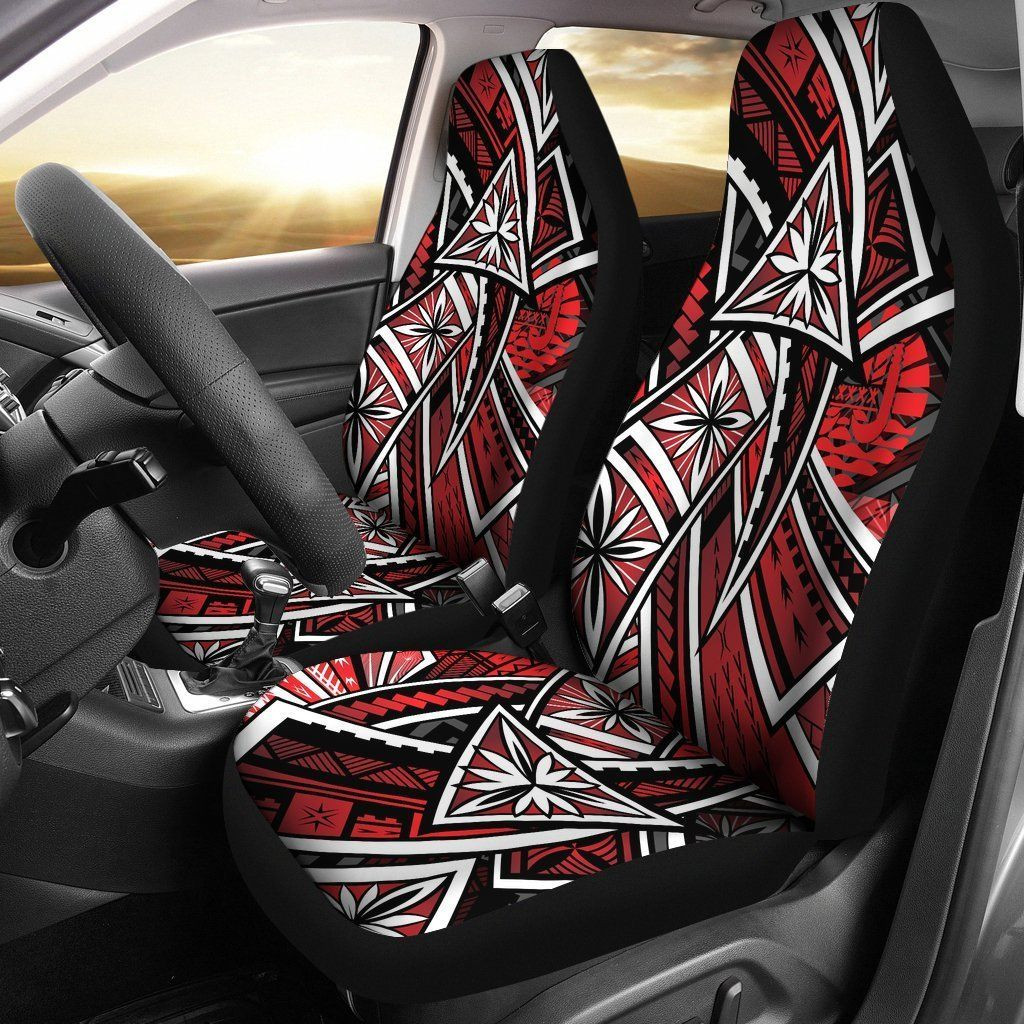 Personalized Tahiti Tribal Flower Special Pattern Red Color Bn Universal Front Car Seat Cover