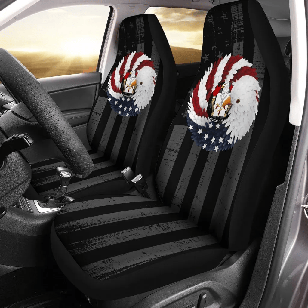 Personalized Valentine Usa American Eagle Wreath American Family Crest A Universal Front Car Seat Cover