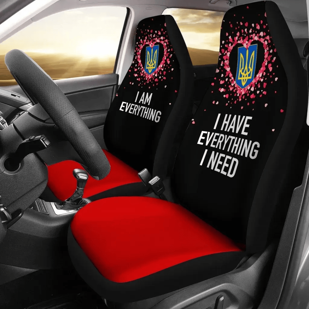 Personalized Ukraine Couple Valentine Everthing I Need Two A Universal Front Car Seat Cover