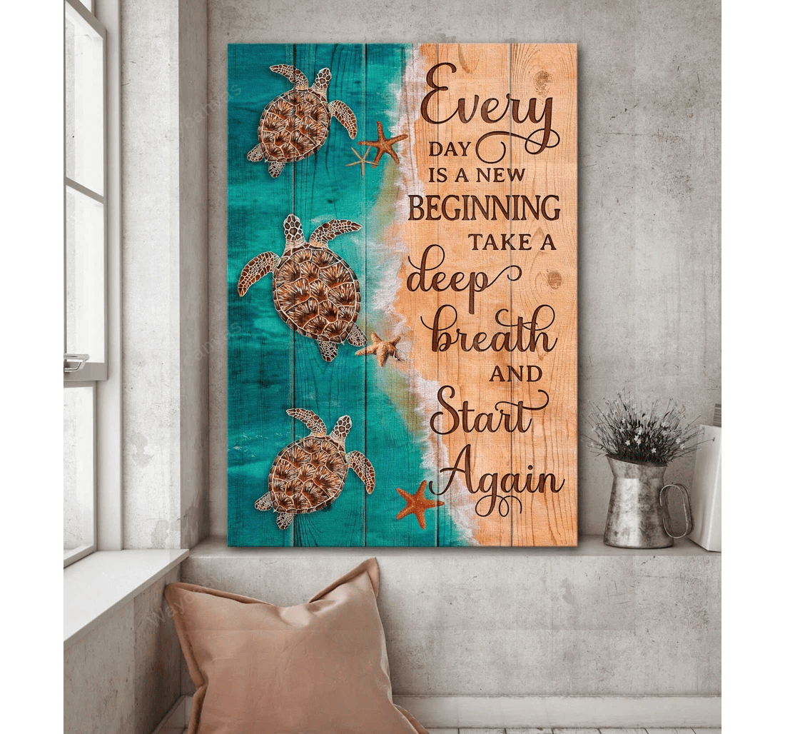 Poster, Canvas - The Voice Of The Sea Everyday Is A New Beginning Take A Deep Breath And Start Again Print Framed Wall Art