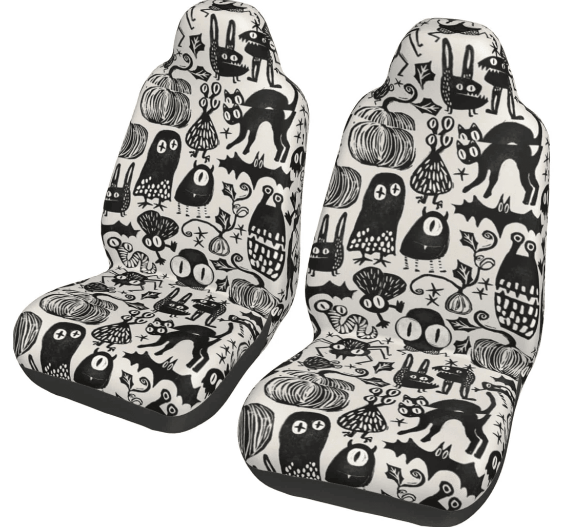 Gothic Halloween Monsters Universal Front Car Seat Cover