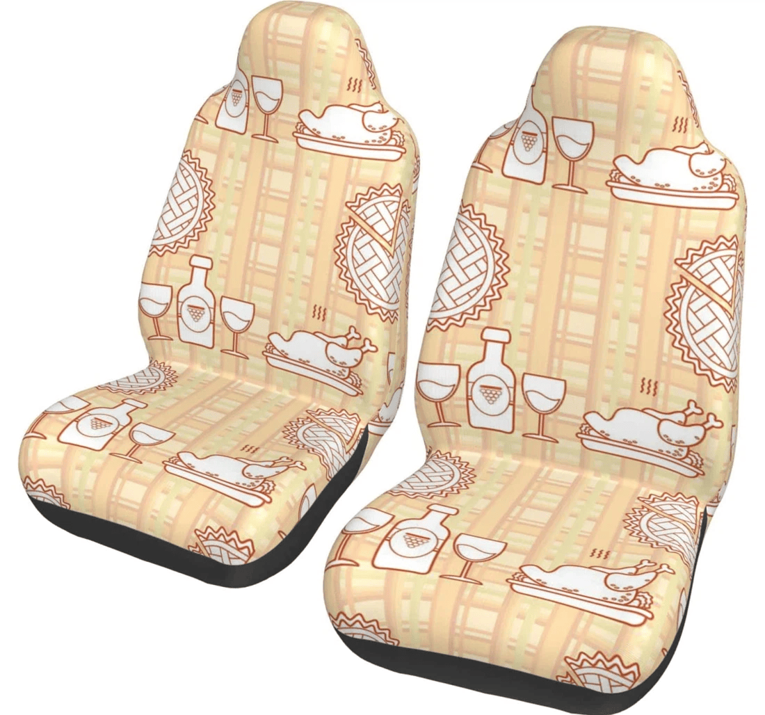 Thanksgiving Holiday Texture Universal Front Car Seat Cover