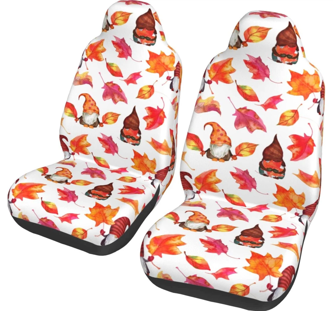 Piece Fall Gnomes Autumn Leaf Thanksgiving Universal Front Car Seat Cover