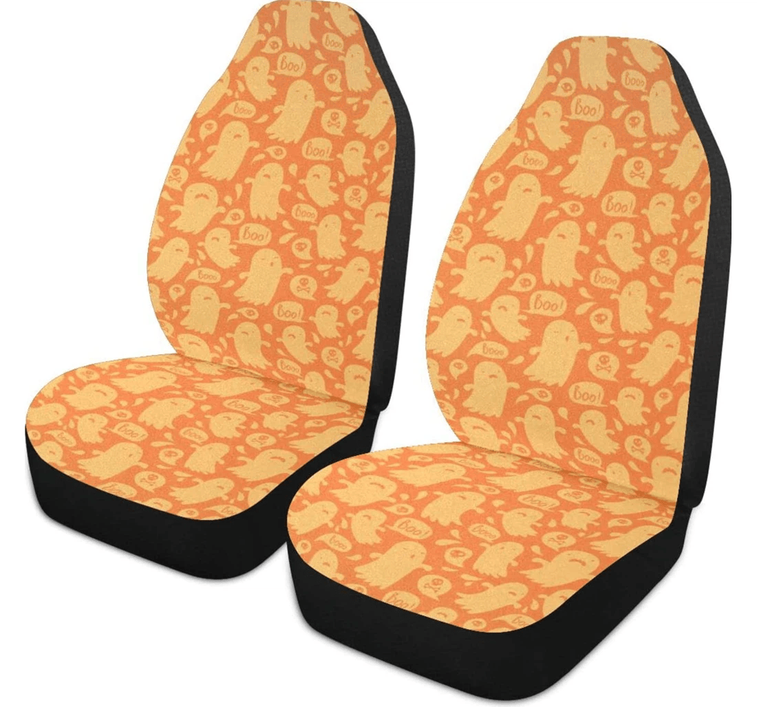 Background Halloween Ghosts Skulls Universal Front Car Seat Cover