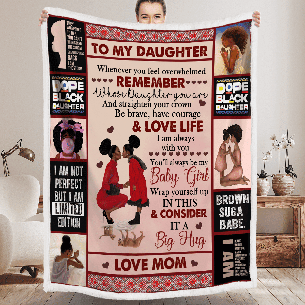 Special gift for your daughter in birthday or this Christmas Quilt/Fleece Blanket/Sherpa Blanket 1