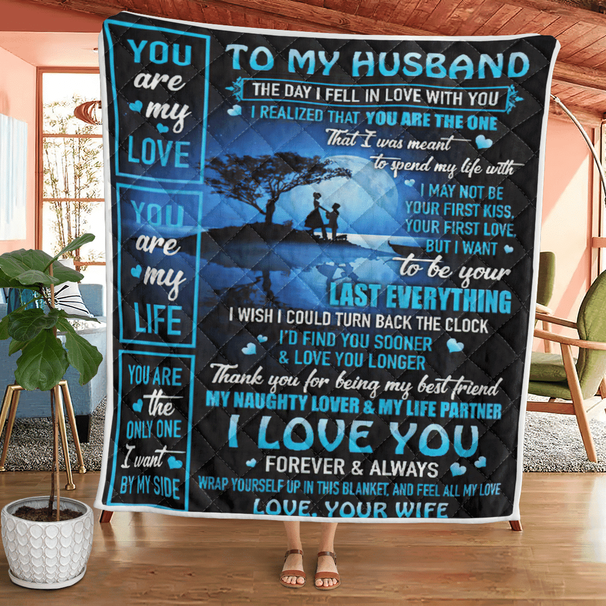 Special gift for your husband in birthday or this Christmas - Quilt/Sherpa Blanket/Fleece Blanket