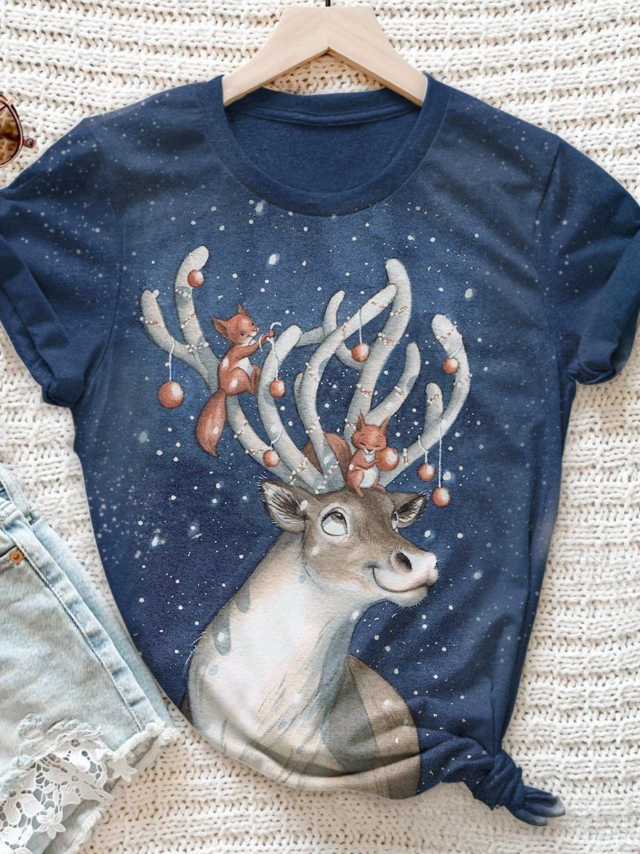 Christmas Print Short Sleeve T-shirt