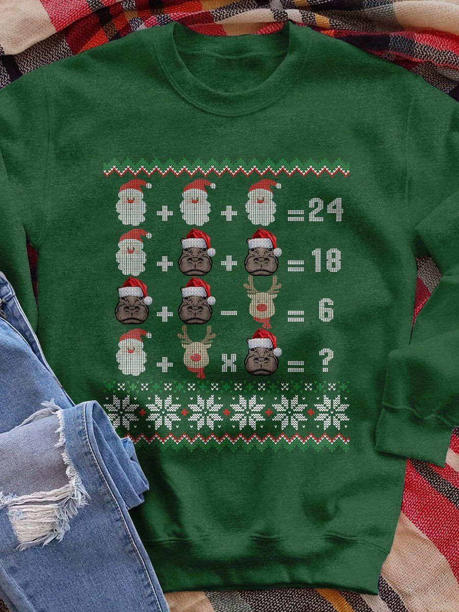 Christmas Math Teacher Print Long Sleeve Sweatshirt