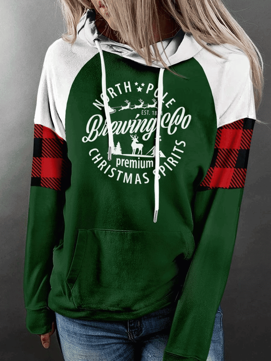 North Pole Brewing Co Color Block Print Long Sleeve Hoodie