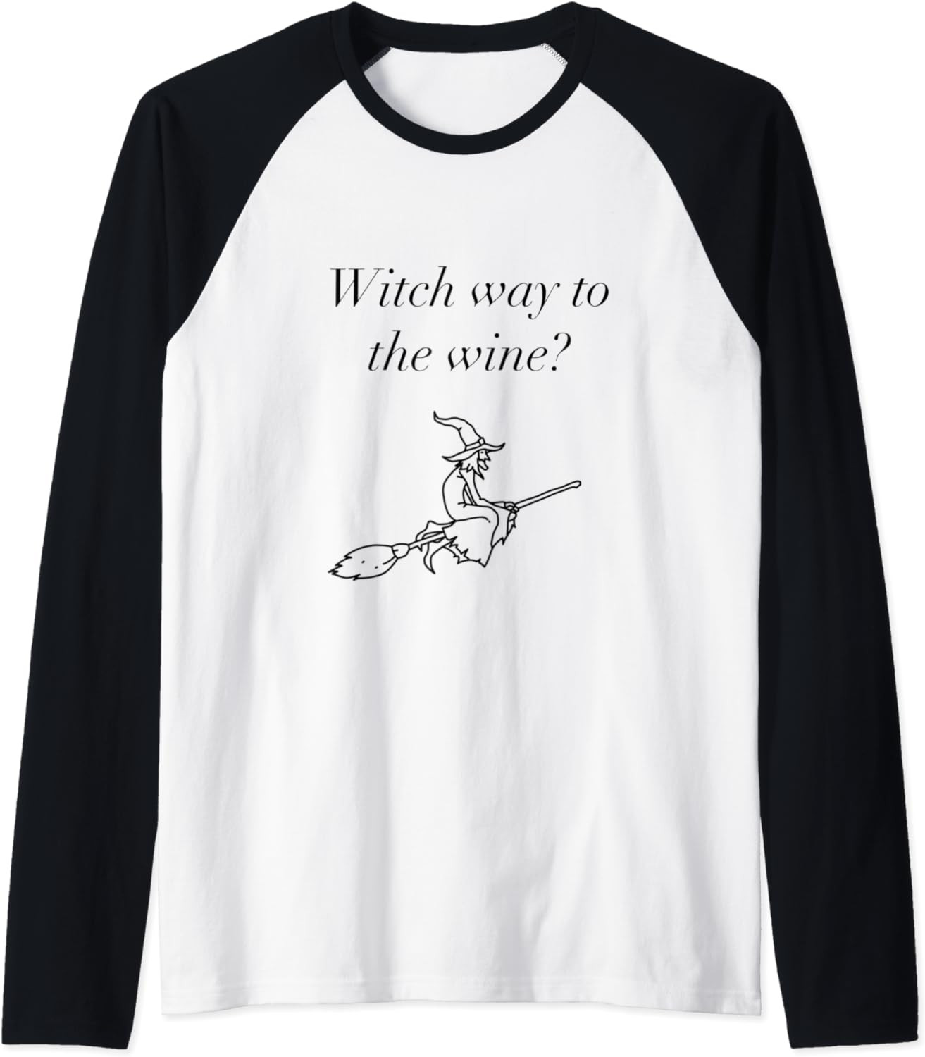 Witch way to the wine Raglan Baseball Tee