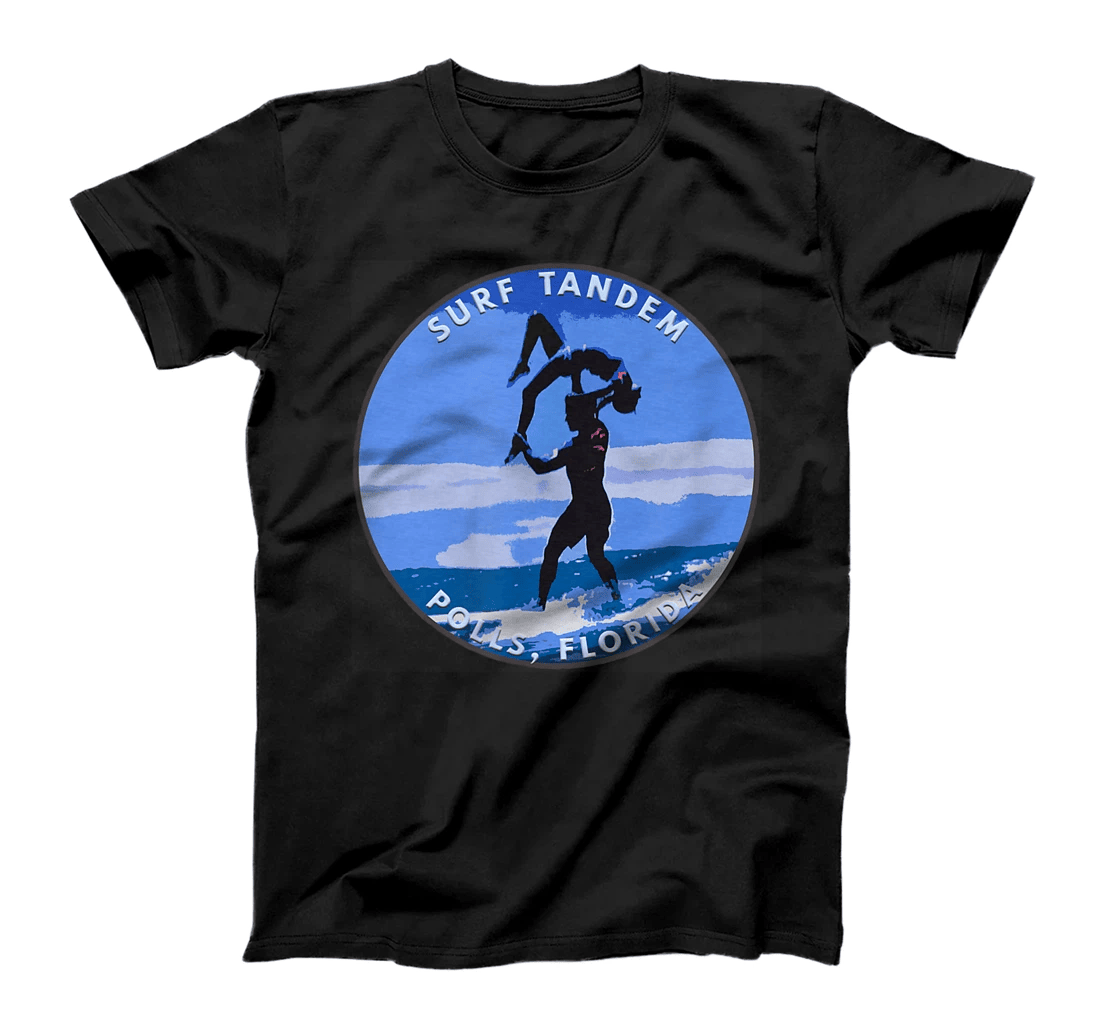 Surf Tandem on a Longboard Surfers Surfing at Polls, Florida T-Shirt