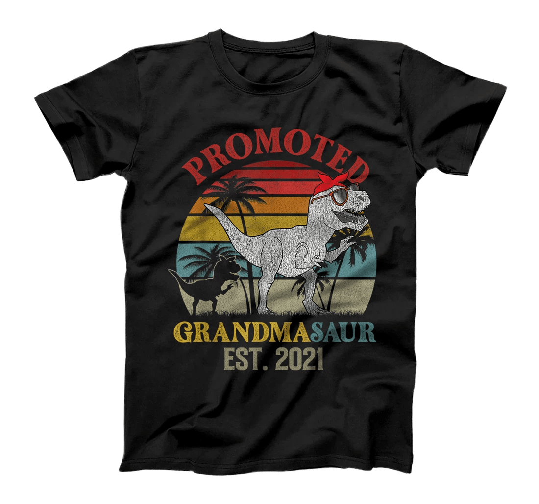 Promoted To Grandma Saurus Est 2021 Apparel T Rex Dinosaur T-Shirt