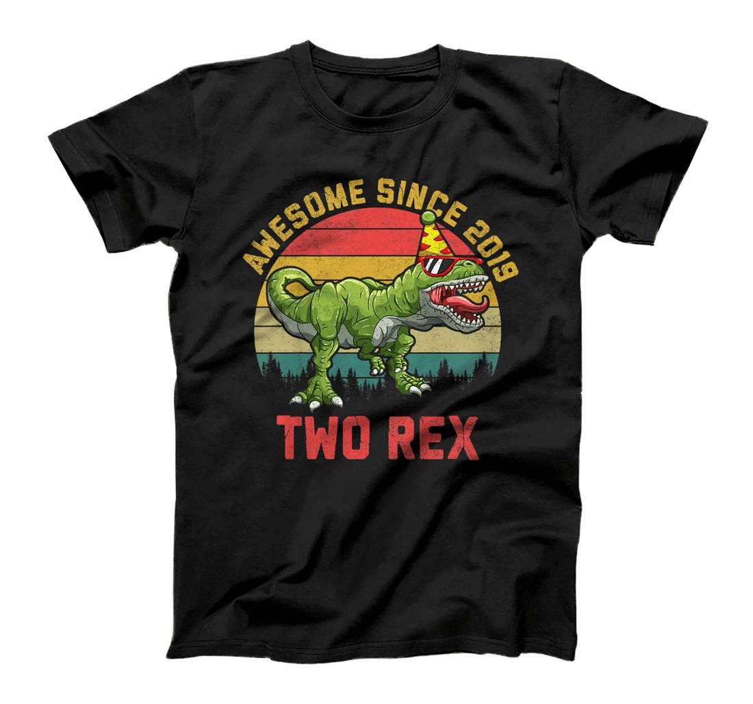 Kids Two Rex 2nd Birthday Gifts Second Dinosaur T Rex 2 Year Old T-Shirt