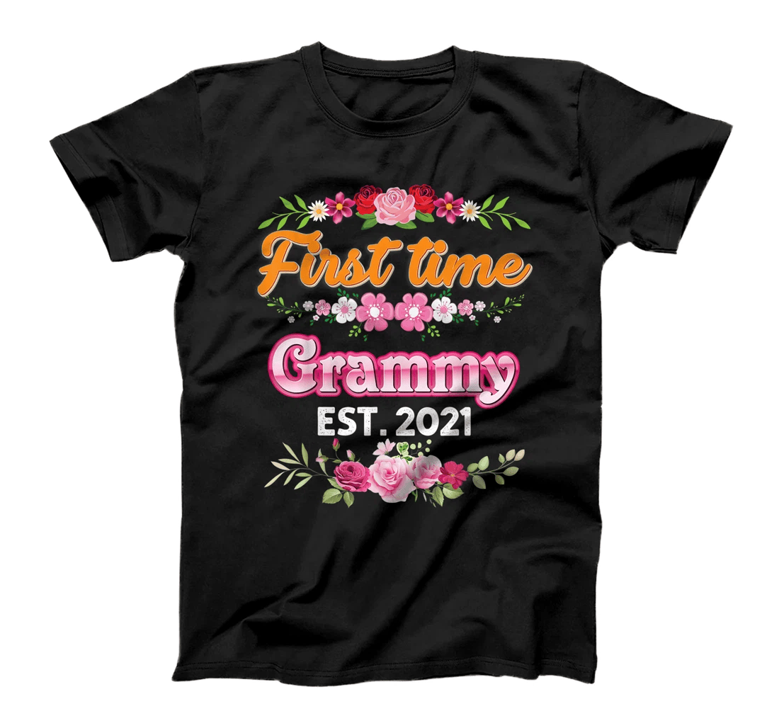 First Time Grammy Est 2021 New Baby Rose Floral Mother Day T-Shirt