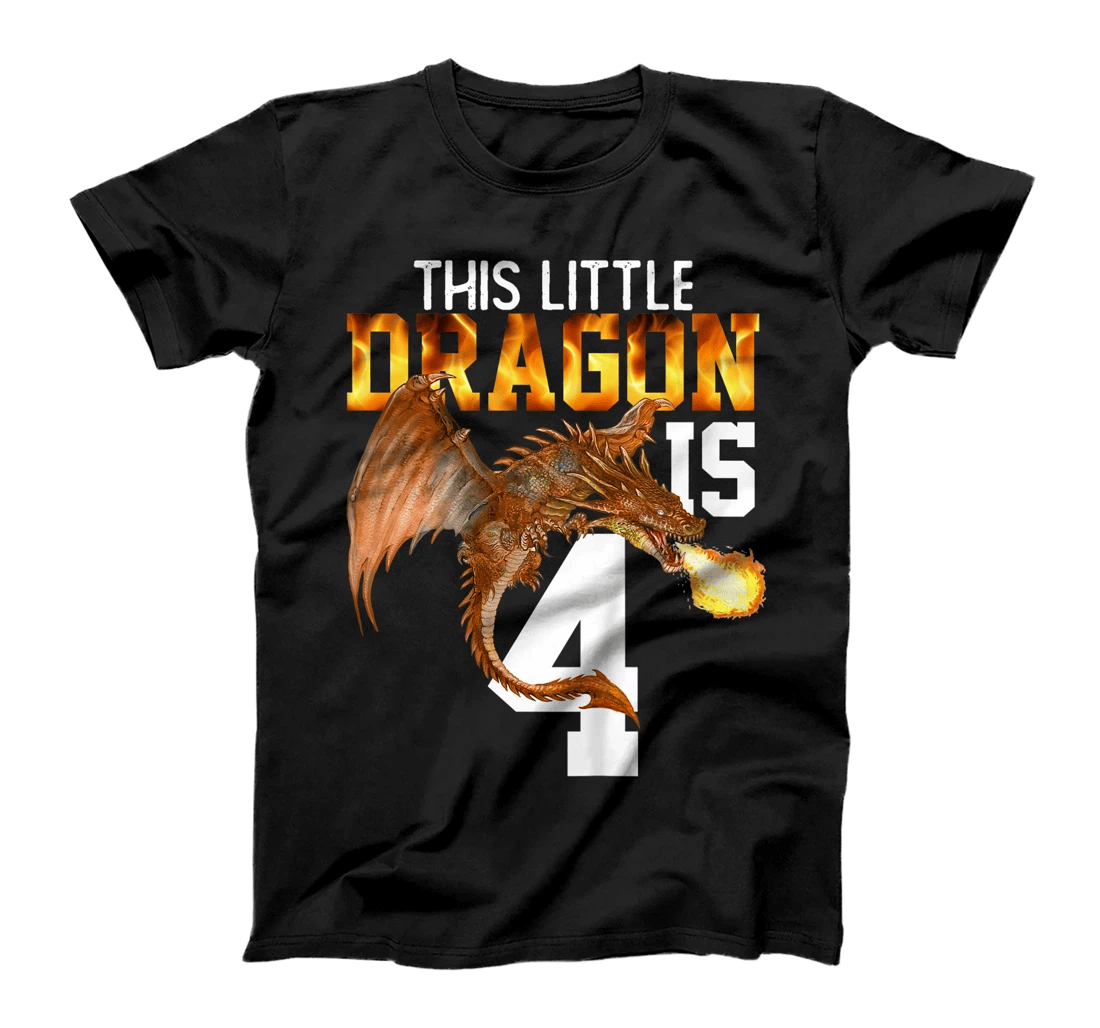 Kids Turning 4 Year Old Birthday Gift Boy Dragon 4th Bday Girl T-Shirt